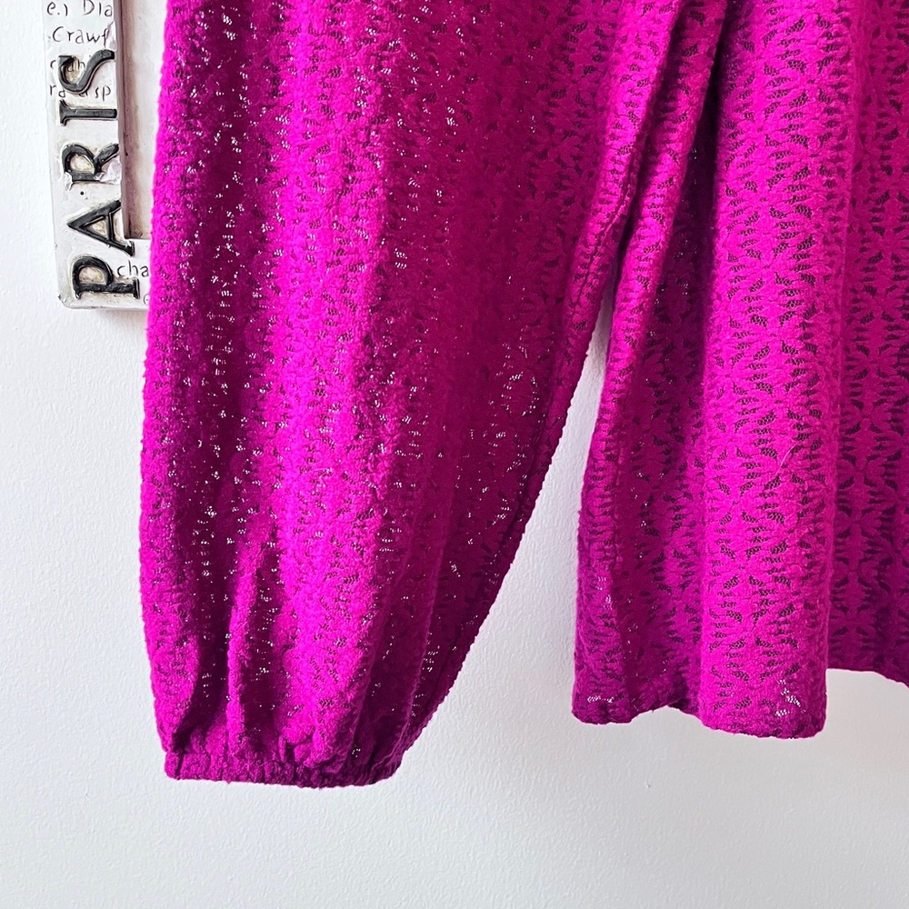 LOFT Purple Lace High Neck Feminine Modest Blouse Size XL - Picture 3 of 7